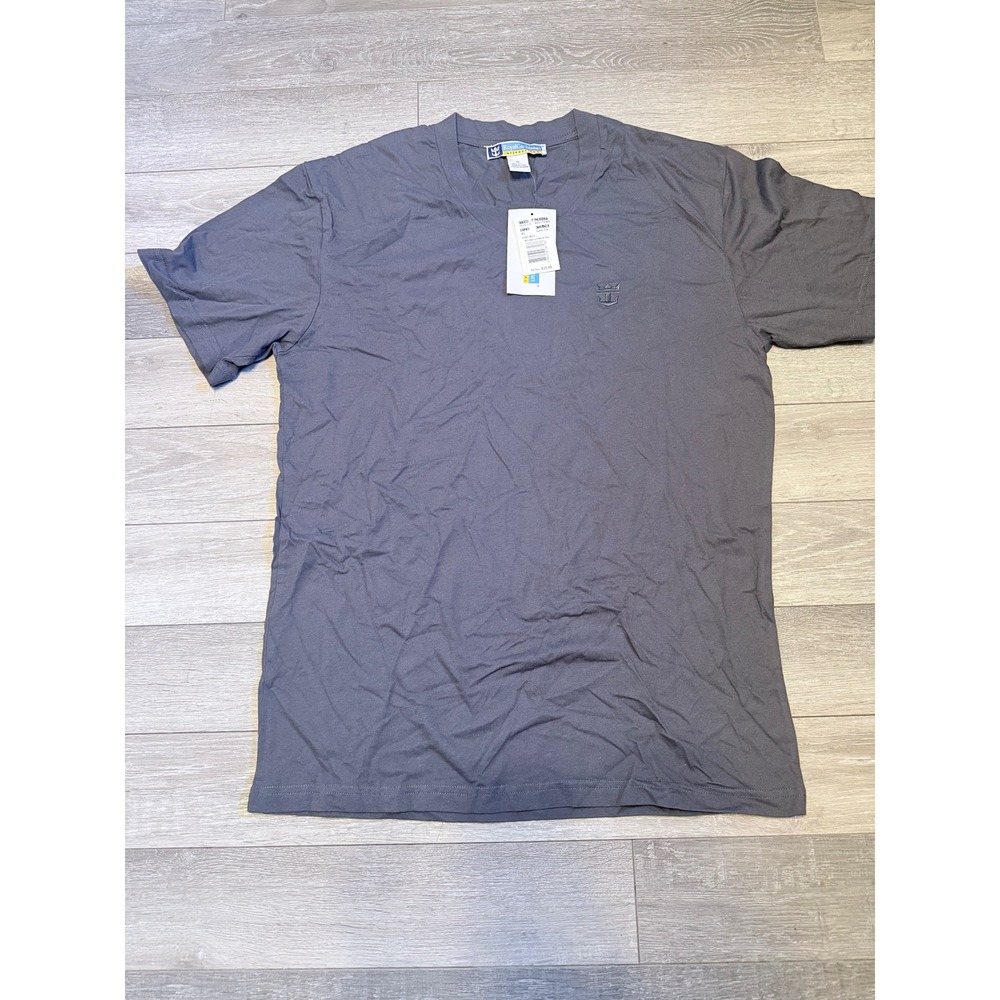 NWT Royal Caribbean V-Neck Tee Mens XL Dark Gray Cotton Embroidered Logo